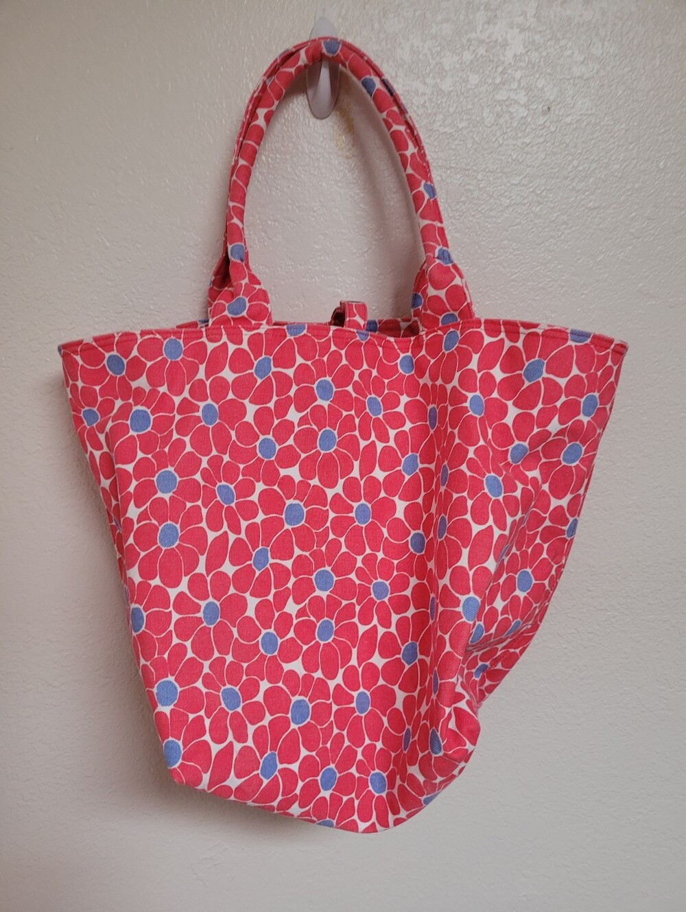 Boden Floral Canvas Tote Bag in Red with Blue Accents - Picture 4 of 8